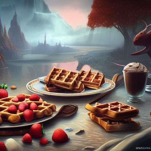 Waffles, Ice Cream, and Brownies: Fantasy Art