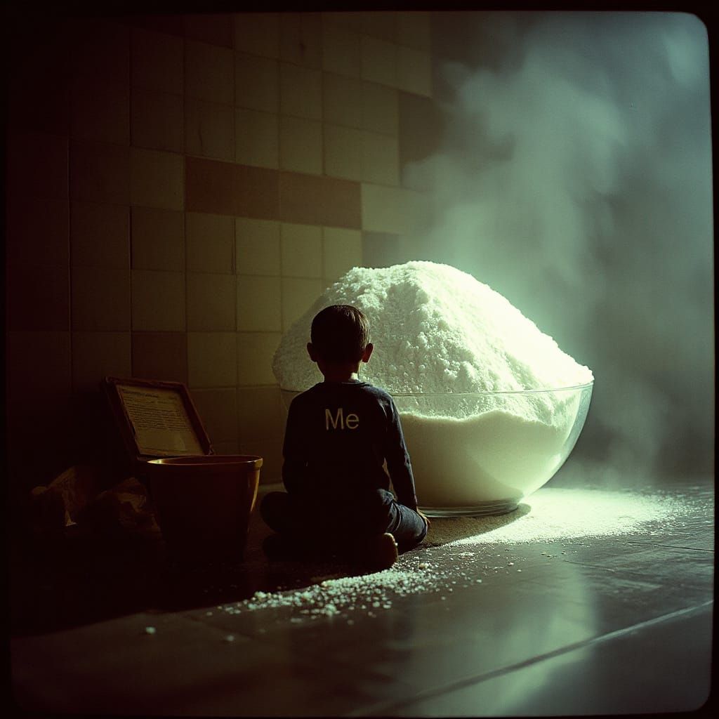 Silhouette Beside Sugar Bowl: Cinematic Film Still