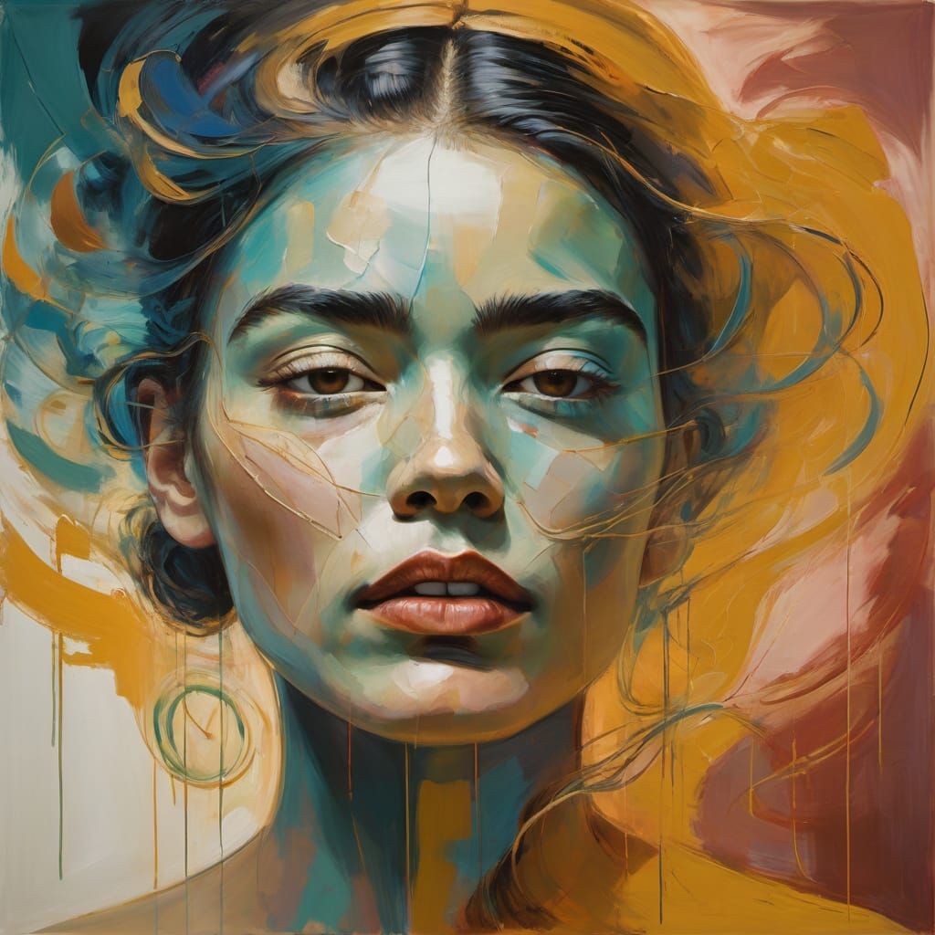 Ethereal Portrait in Vibrant, Expressive Colors