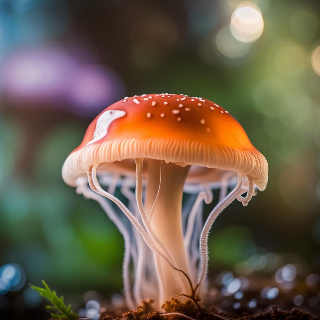 Bioluminescent Jellyfish Mushroom in Natural Light