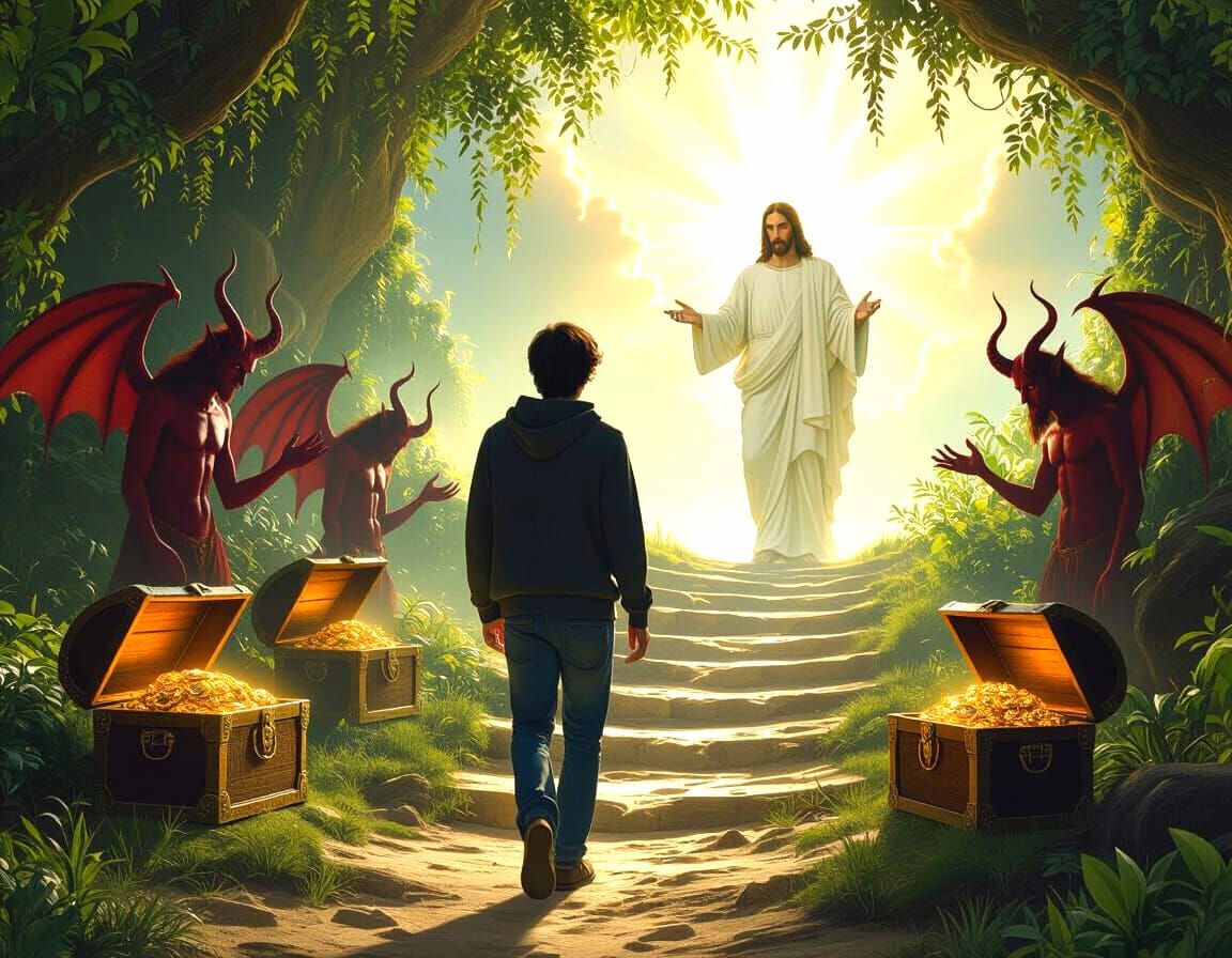 Young Man's Ascent: A Renaissance-Style Digital Painting