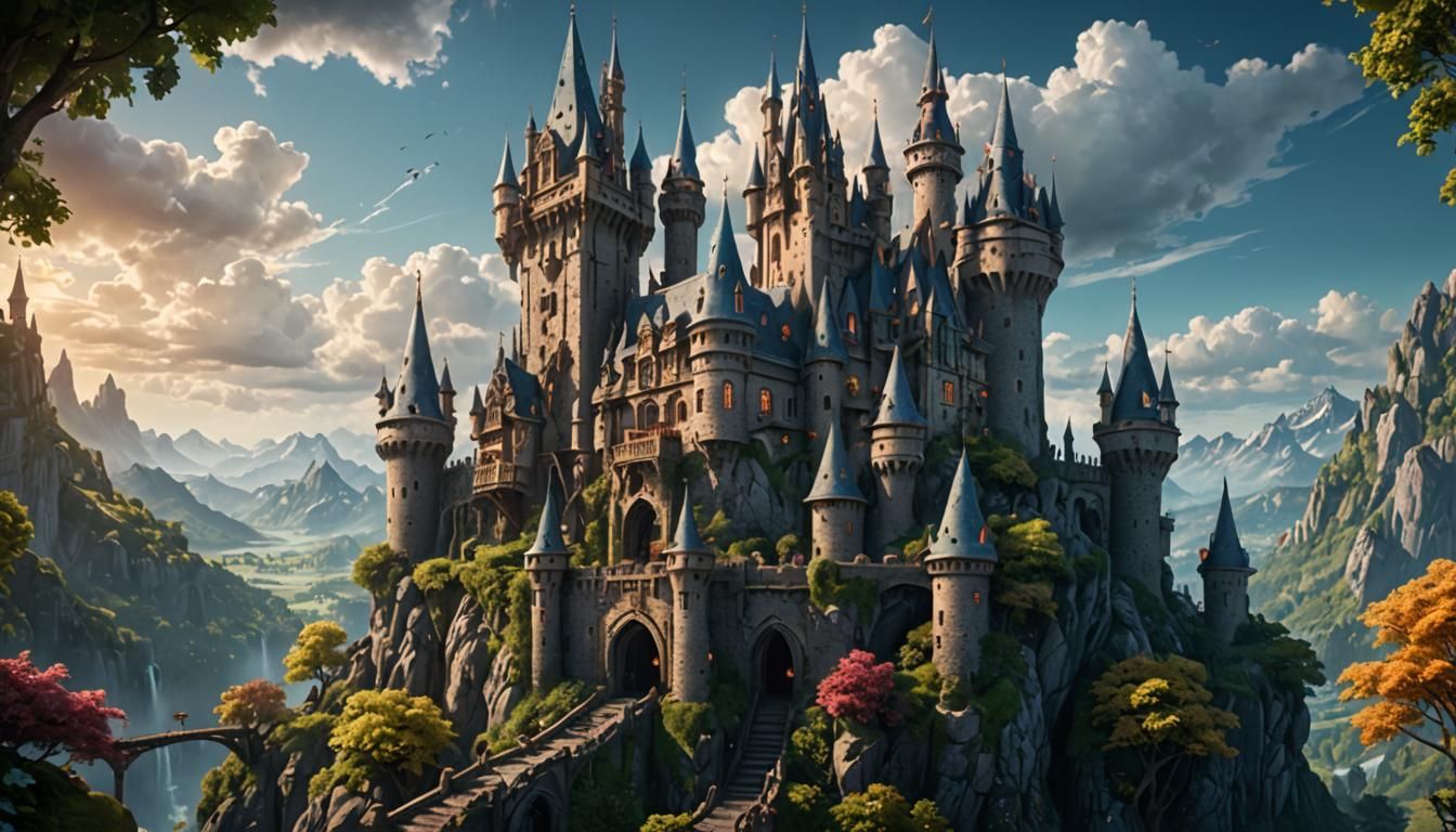 Enchanting Fairy Castle Tower: Detailed Matte Painting