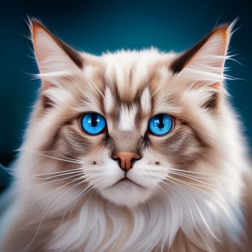 Grumpy Ragdoll Cat Portrait in Sharp Focus