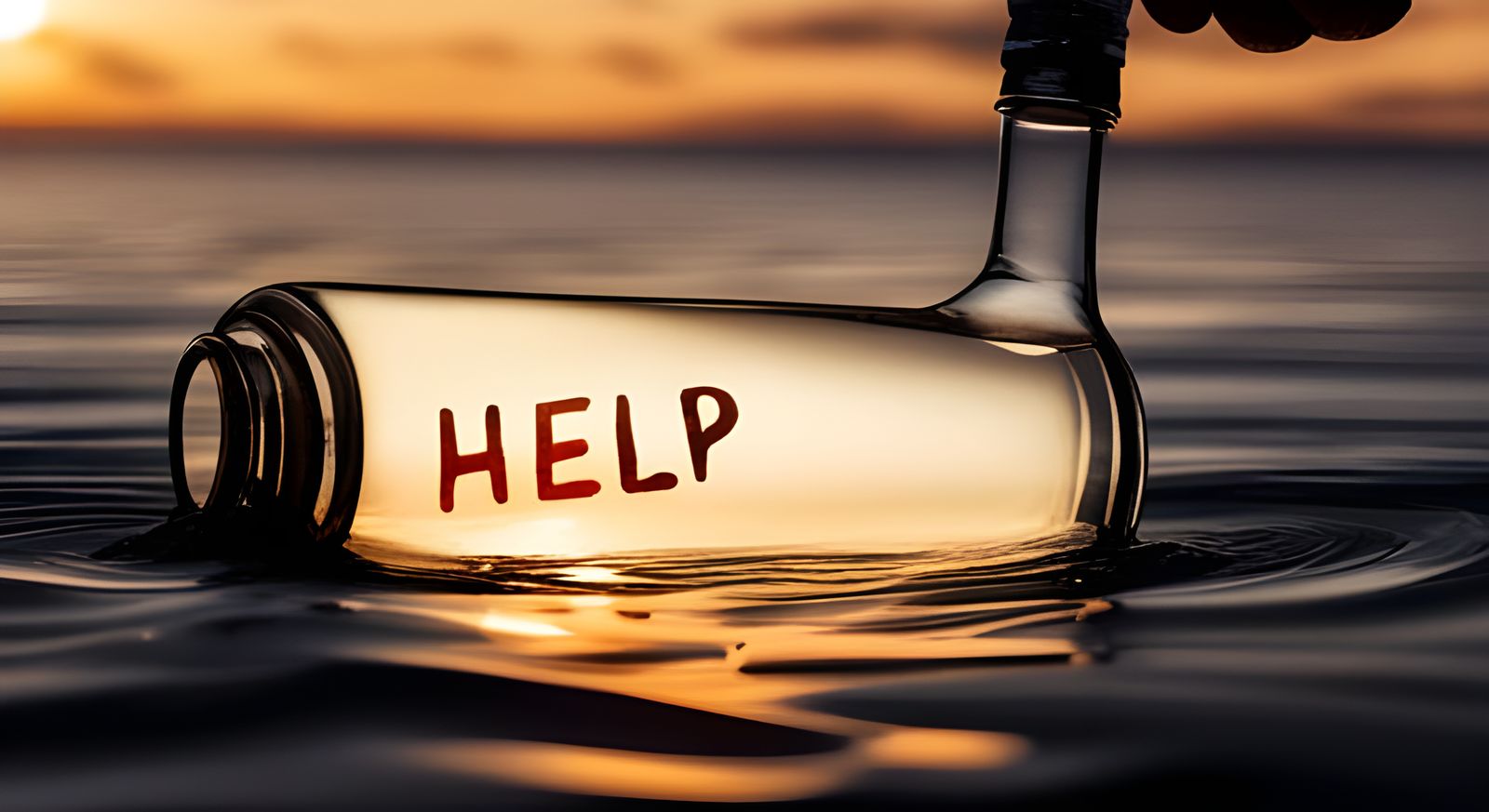 Message in a Bottle Adrift at Sea