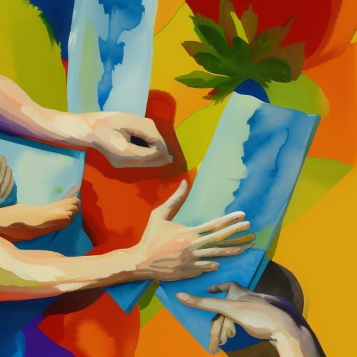 Hands as Impressionist Gouache and Watercolor Painting