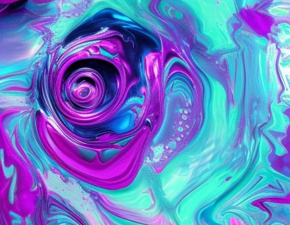 Abstract Liquid Metal Rose in Fantasy Style