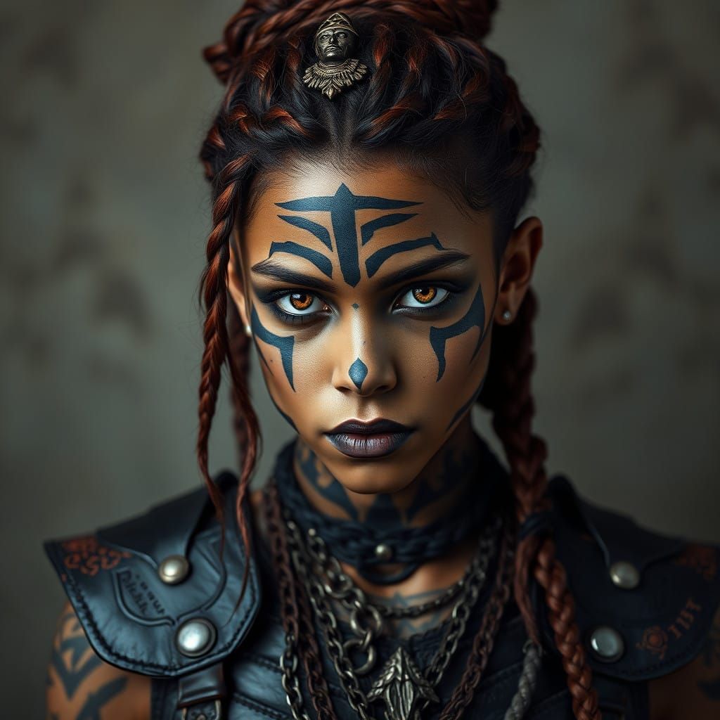 Young Warrior in Tribal Armor