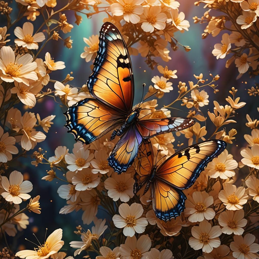 Butterfly Sipping Nectar: Fantasy Concept Art