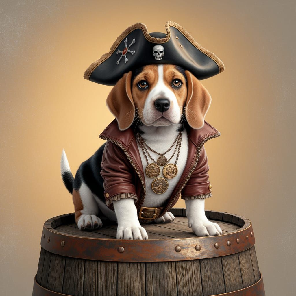 Beagle Pirate Captain in Baroque Style