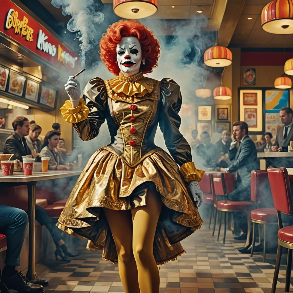 Ronald McDonald in Drag: A Baroque Pop Art Portrait