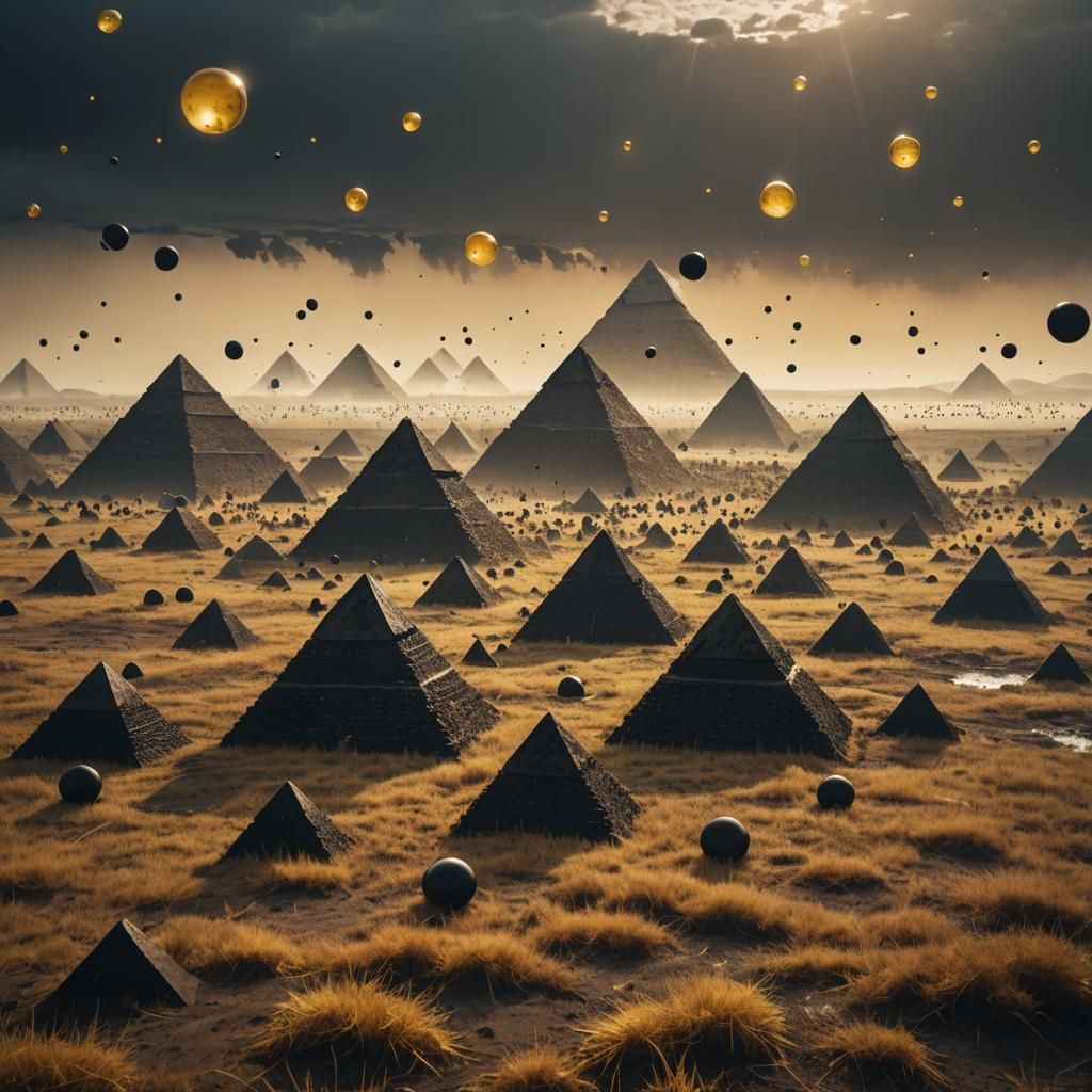 Surreal Dystopian Pyramids in Ethereal Mist
