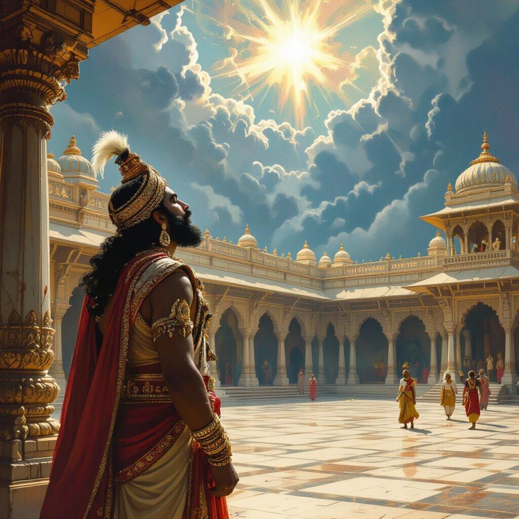 Maharaja Kansa Receives Divine Warning in Classical Painting...