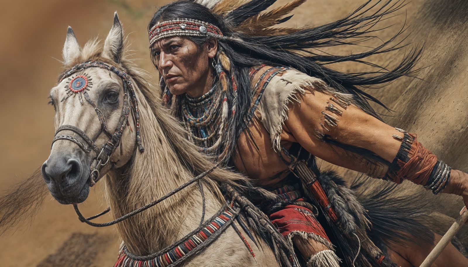 Apache Chief on the Warpath: Detailed Close-Up