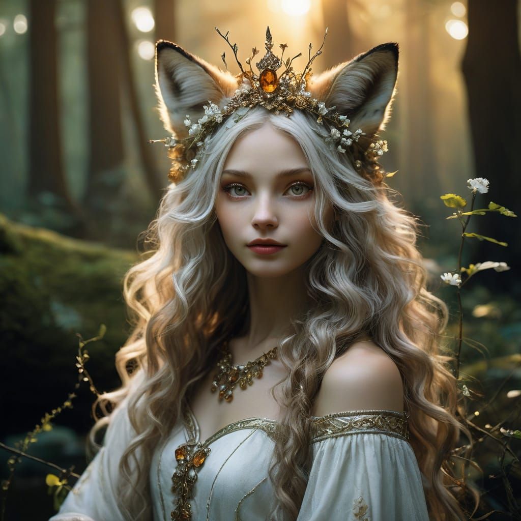 Ethereal Goddess in Whimsical Realism Style