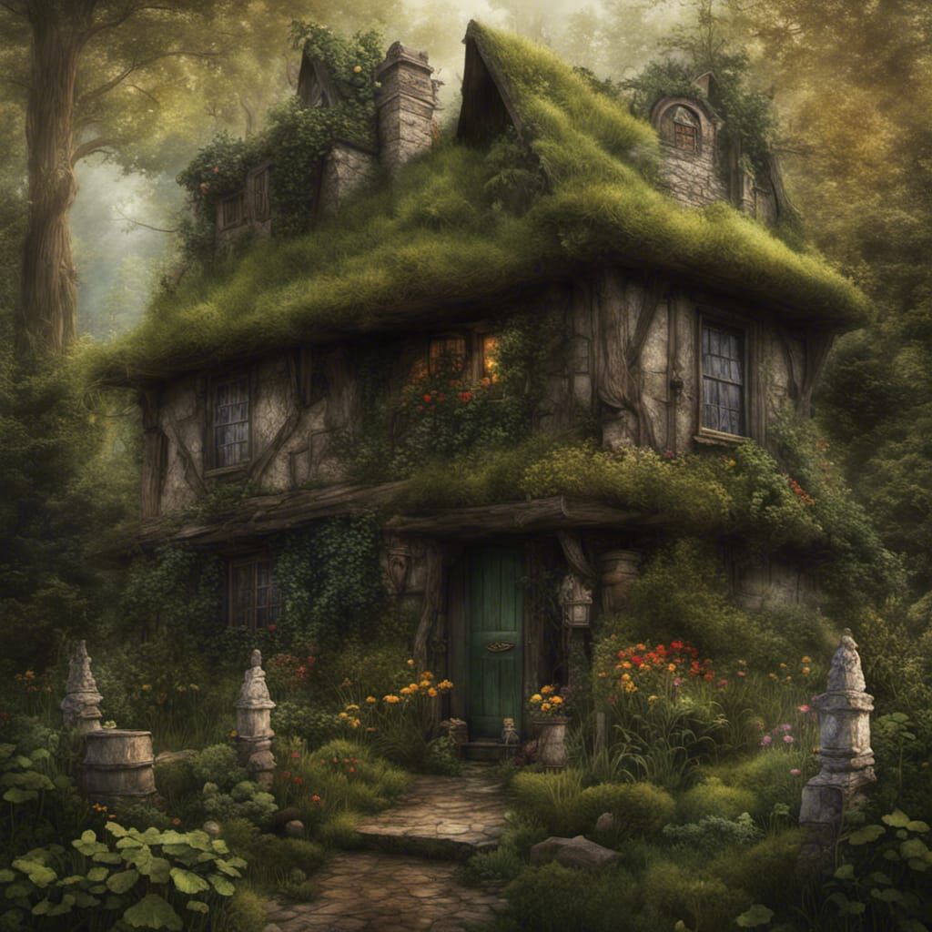 Old Cottage in Forest: Detailed Matte Painting