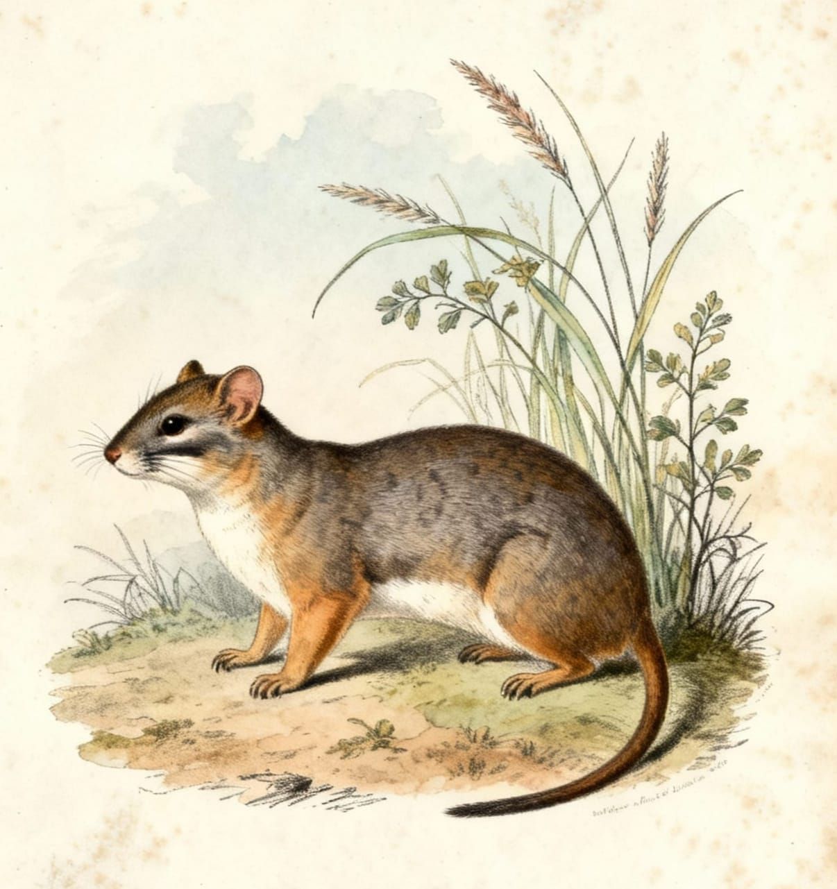 Vintage Mulgara Nature Illustration in 1950s Textbook Style