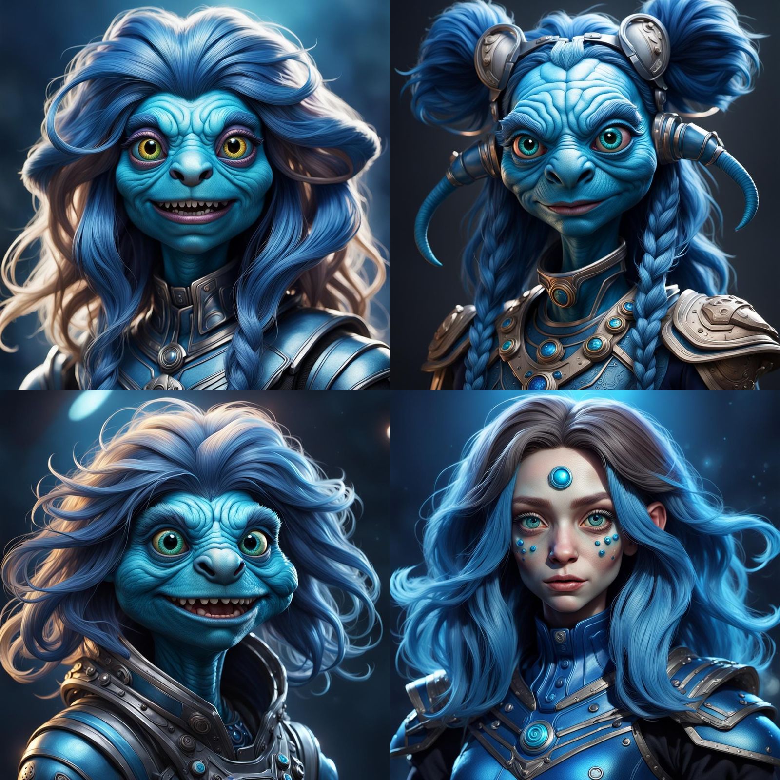 Blue Extraterrestrial Muppet Monster Portrait