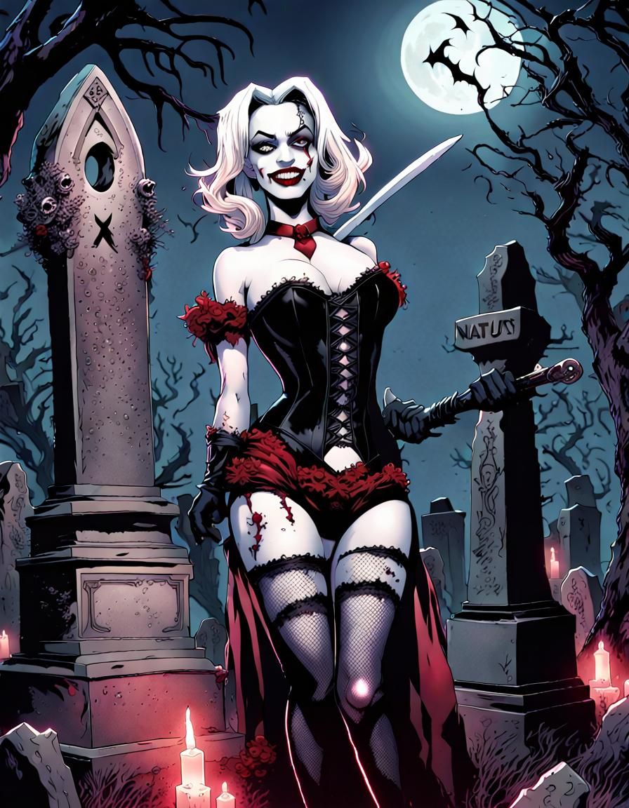 Harley Quinn Graveyard Gothic Portrait