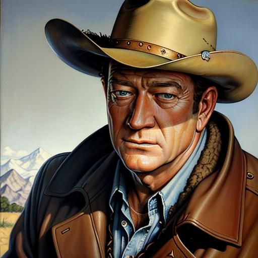 Retro Oil Painting: Young Man in Cowboy Hat