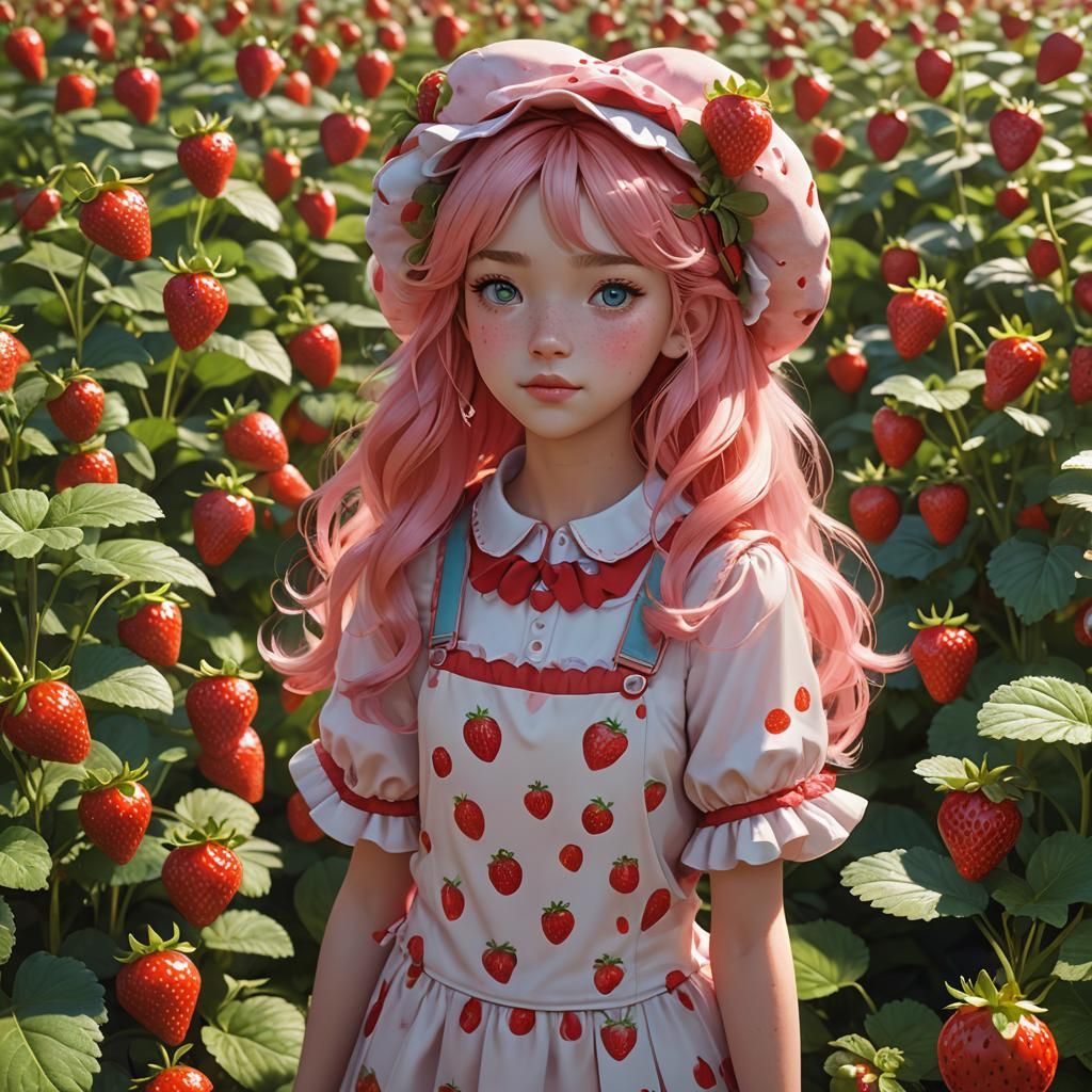 Strawberry Shortcake Portrait in Disney Pixar Style