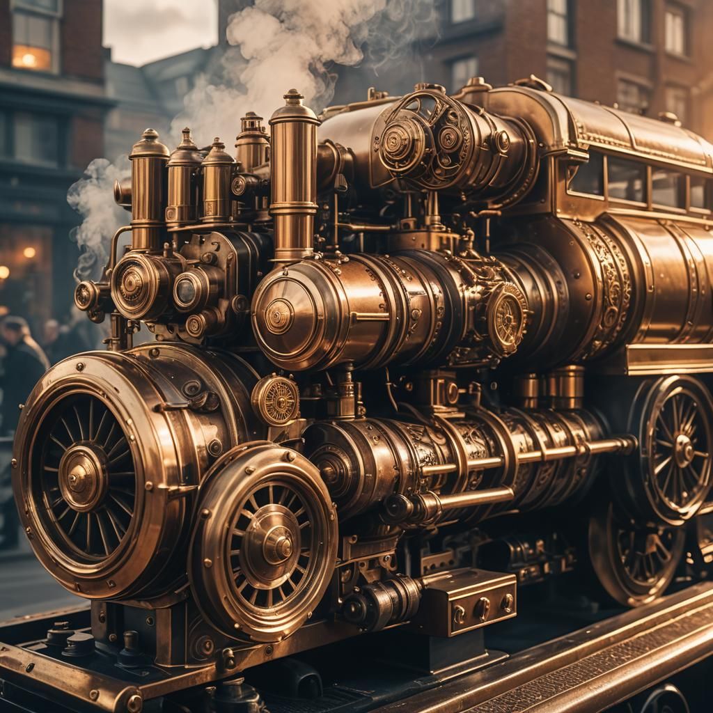 Art Deco Steampunk London Bus Engine