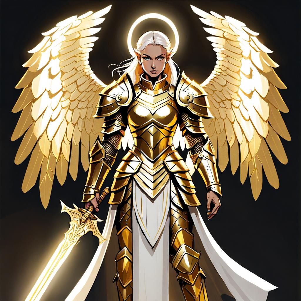 Angelic Warrior in Golden Armor