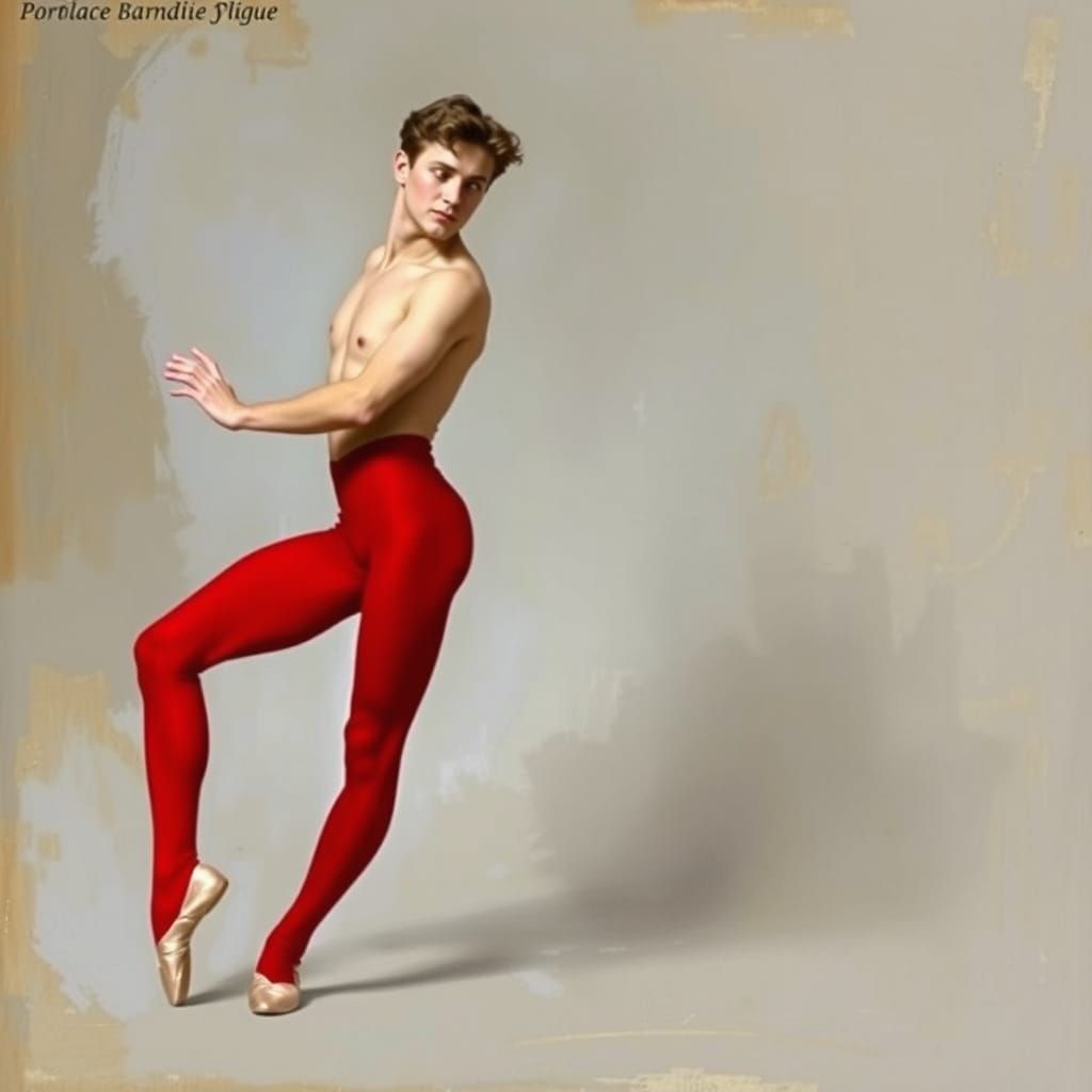 Elegant Male Ballet Dancer in Red Tights