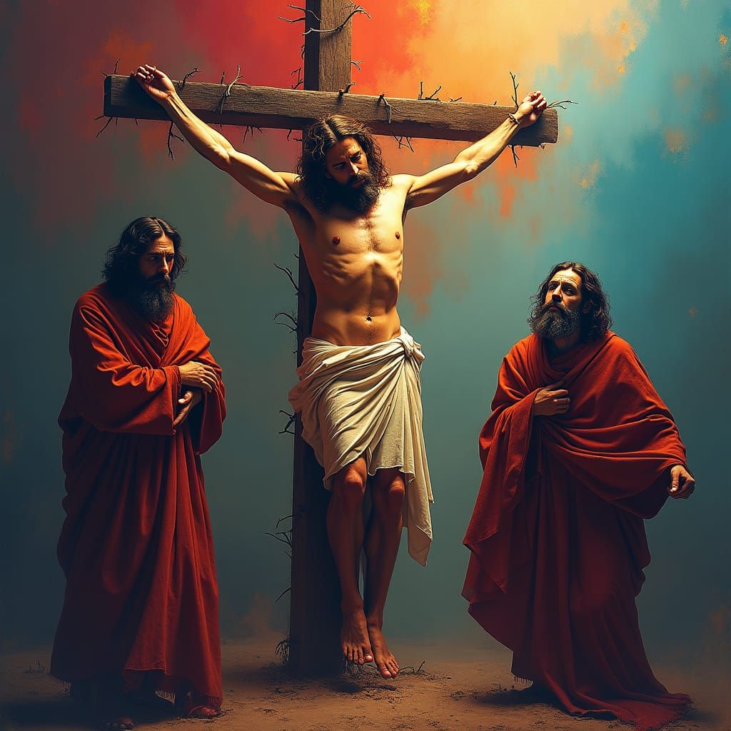 Crucifixion Scene: Hyperrealistic Rendition of Sacrifice and...