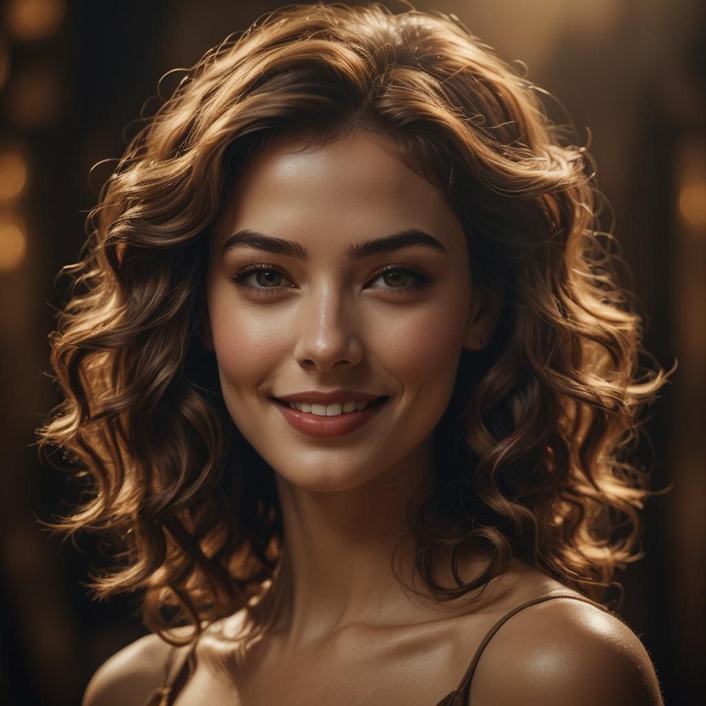 Sizzling Smile: Close-Up Portrait in Golden Light