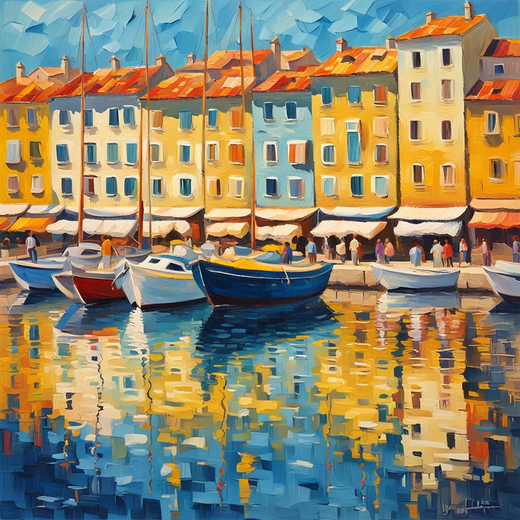 Impasto Painting of Split Croatia Waterfront