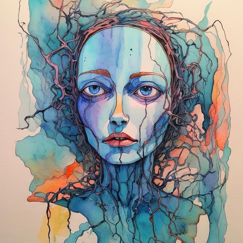 Eerie Surrealism: Uncanny Valley in Watercolor and Ink