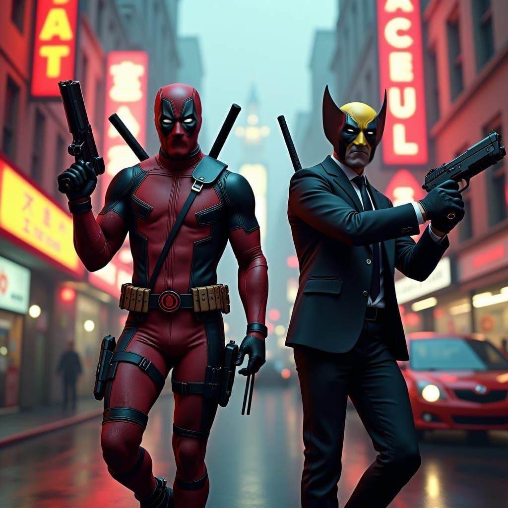 Deadpool and Wolverine Mafia Shootout