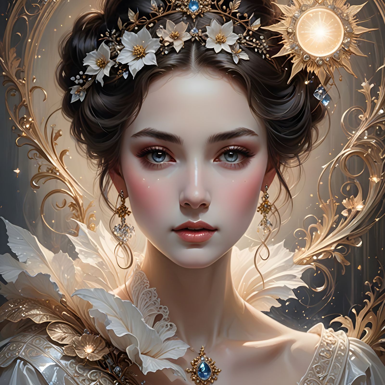 Ethereal Victorian Beauty in Soft Oil Painting