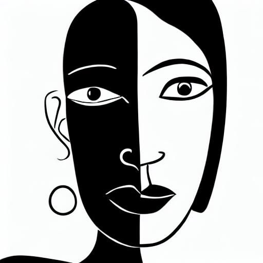 Minimalist Picasso Style Portrait of a Woman