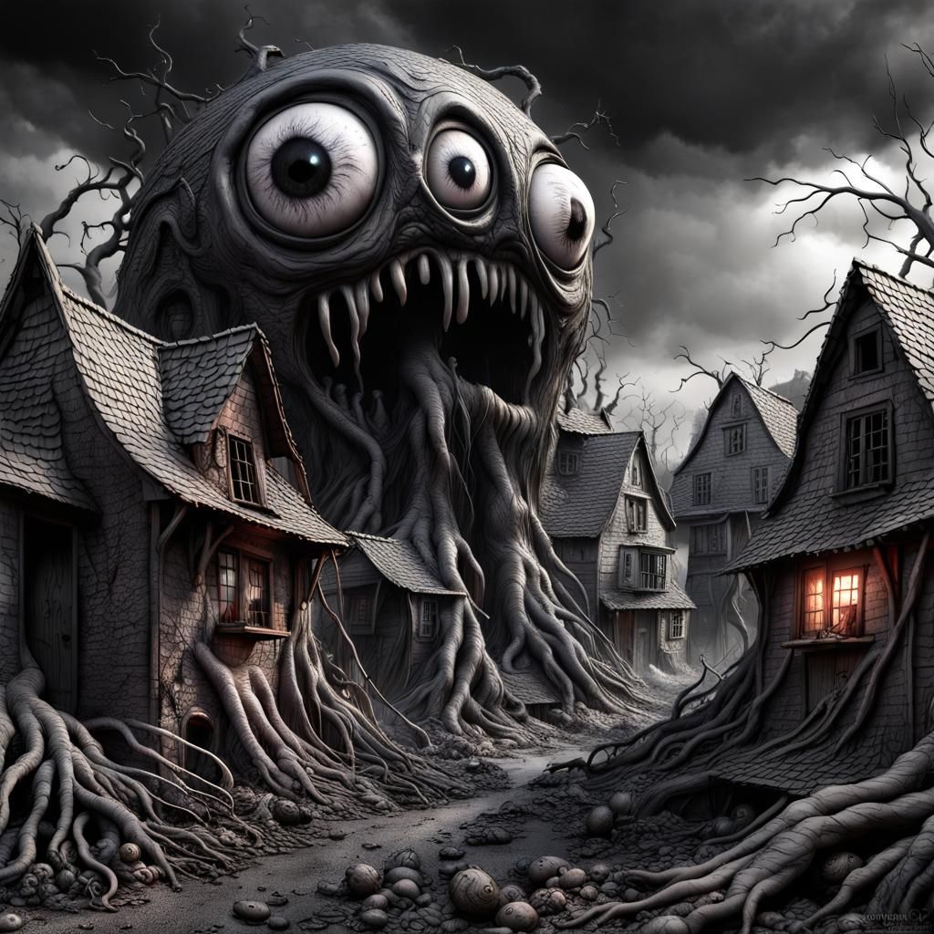 Haunted Eyeballs and Twisted Homes in Destroyed Village