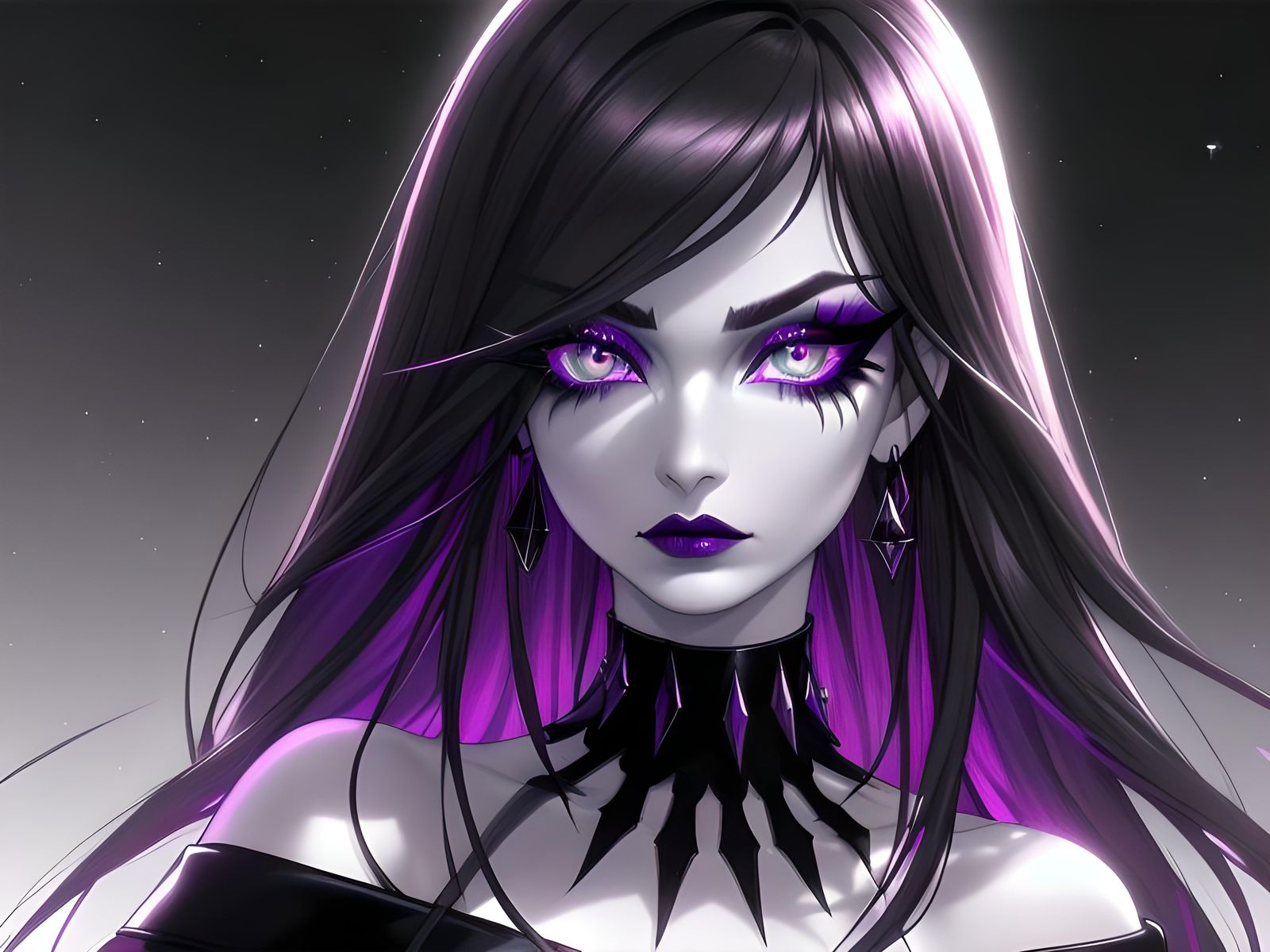 Goth Girl with Dramatic Makeup and Asymmetrical Hair