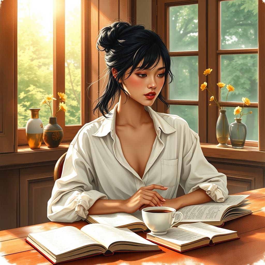 Serene Study in Soft Light