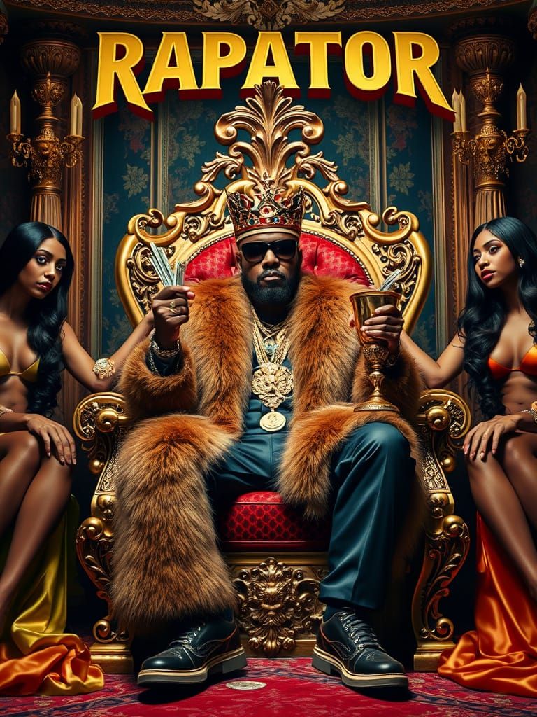 Rap Star on Throne in Opulent Style