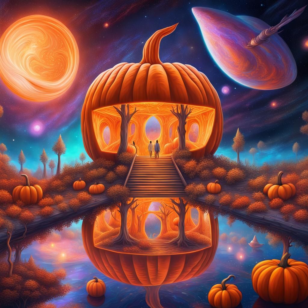 Rabbits Kingdom: Pumpkin Spaceship in Space