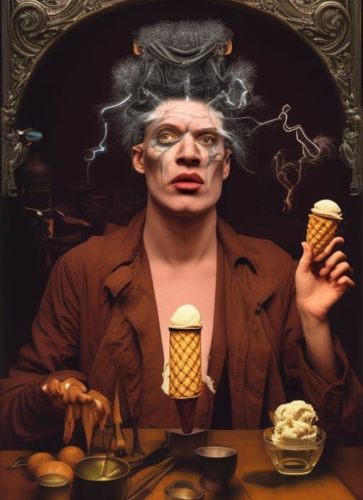 Opium Ice Cream Dreamscape in Hyperrealistic Style
