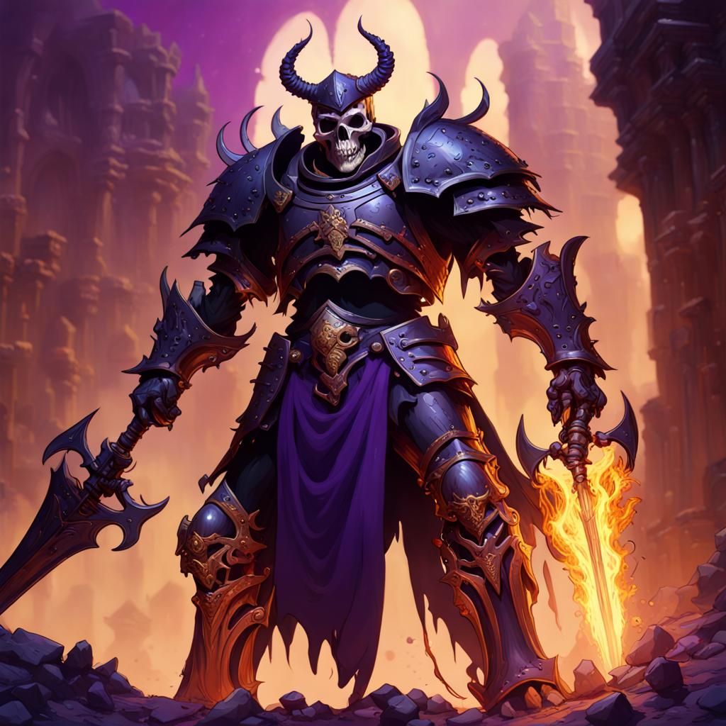 Hell Battle Skull Knight in Dark Fantasy Style