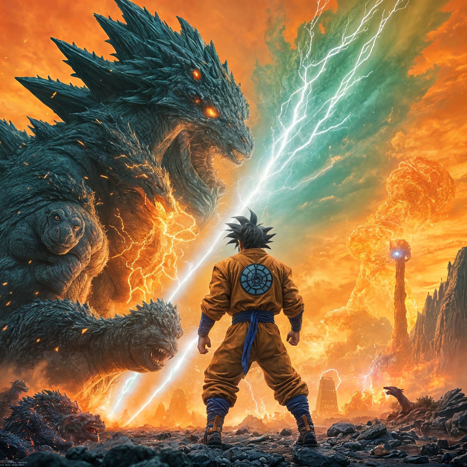 Goku's Spirit Bomb vs Radioactive Godzilla
