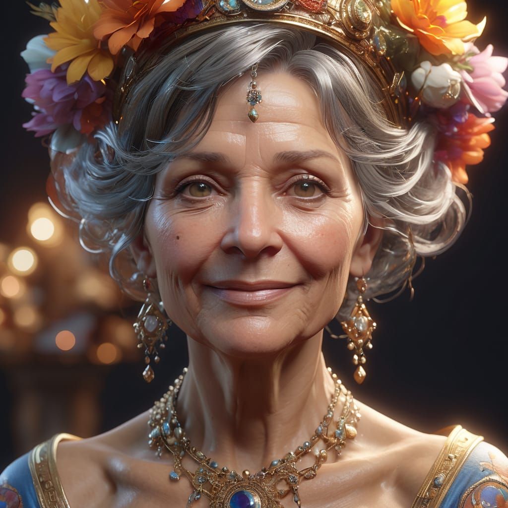 Elegant Vintage Beauty in Rich Attire