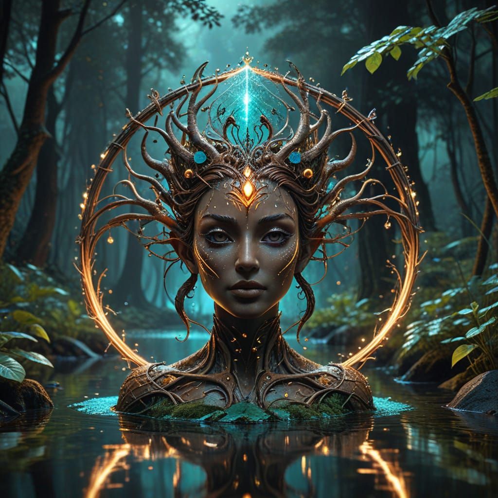 Symmetrical Forest Goddess of the Lake