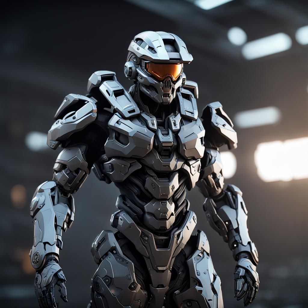 Dark Armored Halo Spartan with Skull Helmet