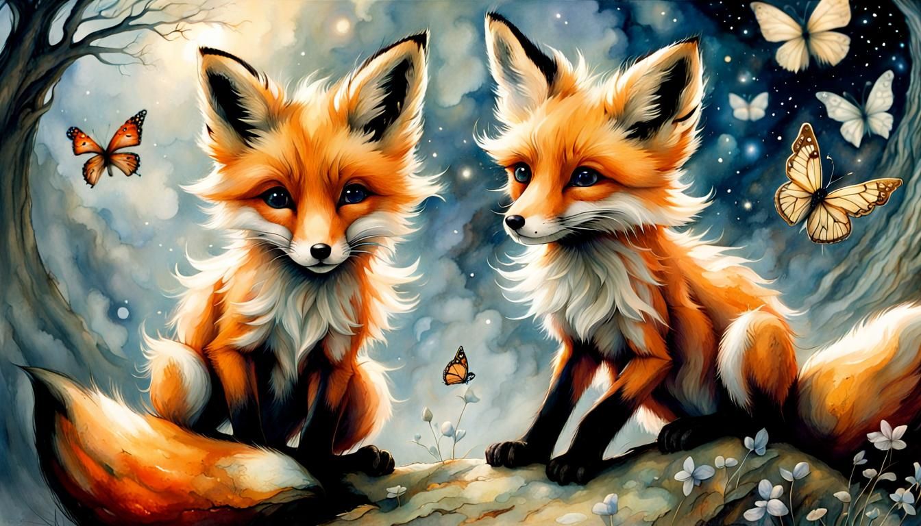 Fox Pups in a Fantasy Galaxy