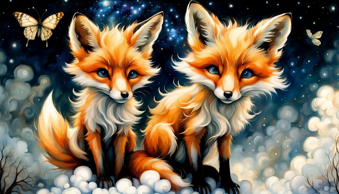 Fox Pups in a Fantasy Galaxy