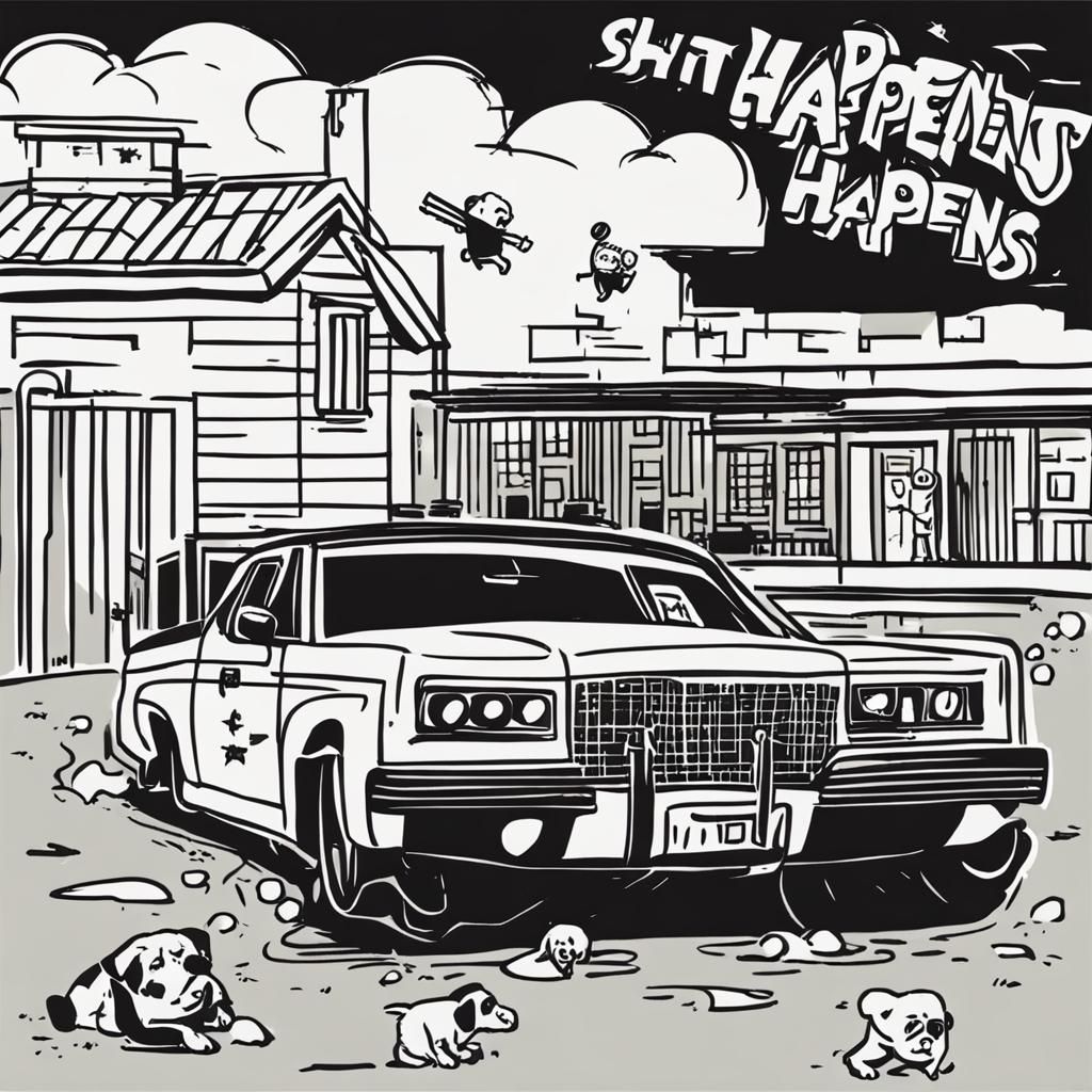Humorous Depiction of 'Shit Happens' Saying
