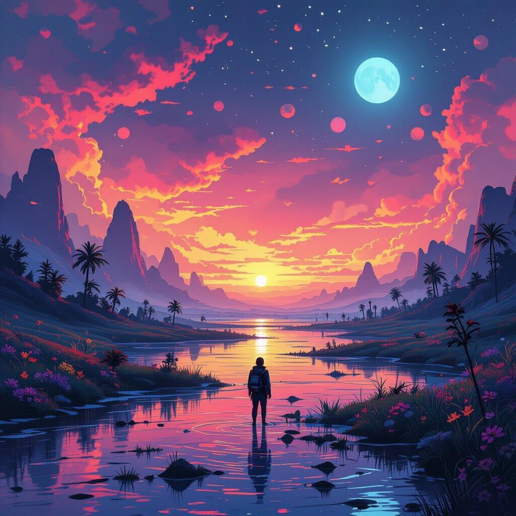 Dreamlike Scene in Futuristic Digital Art Style