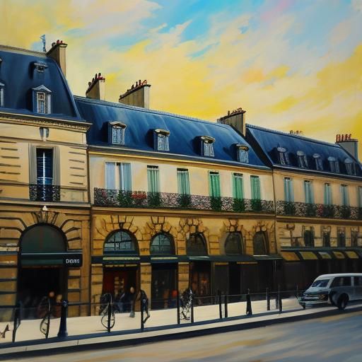 Colorful Painting of Paris Travel Scene